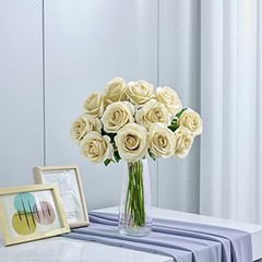 12pcs Roses Artificial Flowers Fake Rose Beige Silk Roses Tan Silk Beige Taupe