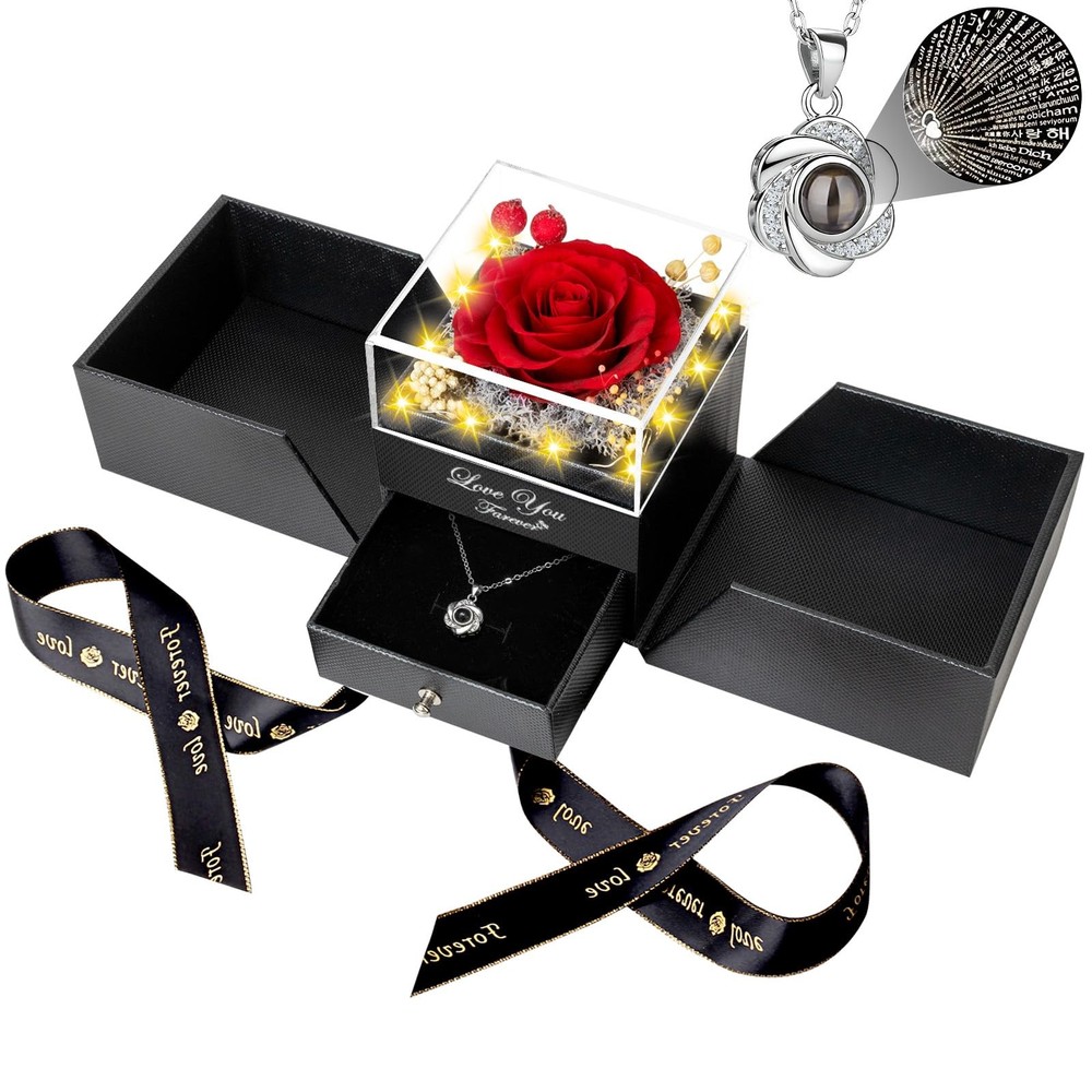 ENERLEAF Preserved Red Real Rose-Eternal Flowers Rose Gifts for Mom