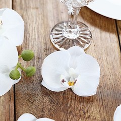 20 WHITE 4″ Faux SILK ORCHID FLOWER Heads Wedding Party Events Home Decorations