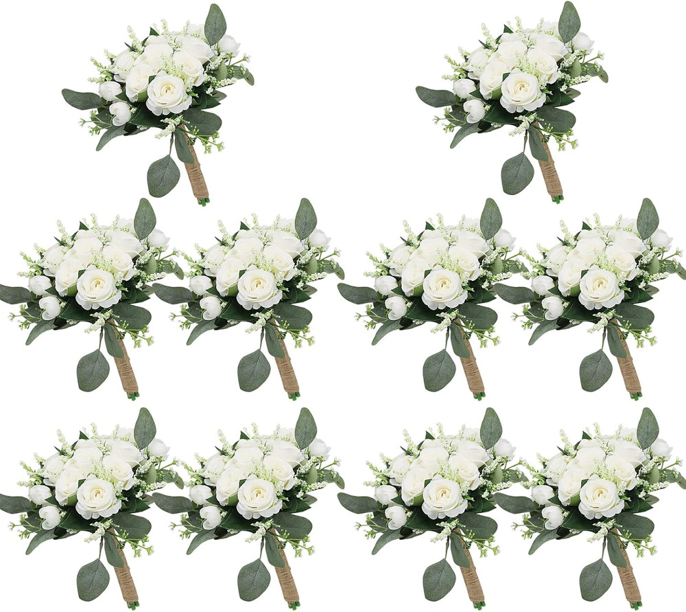 Elegant Set of 10 Bridesmaid Bouquets for Your Perfect Wedding Day