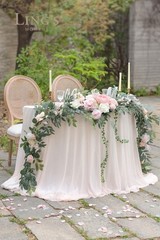 Artificial 9FT Floral Garland for Sweetheart Tables – Blush & Cream Elegance