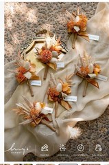 6 Ling’s Moment Mens Boutonniere Rust Boho Terracotta Artificial Flower Damg Box