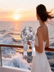 Rhinestone Satin Bridal Bouquet Crystal Wedding Tossing Artificial Flower