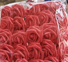 25/50/100 Pcs Bright Red Artificial Rose Flower Foam Like For Decoration