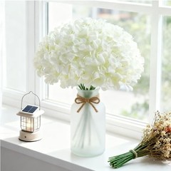 65Pcs Hydrangea Artificial Flowers Bulk，Realistic Silk Fake 65 Pcs White