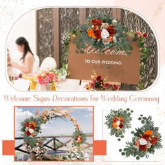 Wedding Arch Flowers Set of 4 Artificial Flower Swag Wedding Faux Floral Swag wi