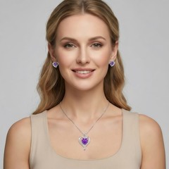 Eternal Rose Gift Box with Heart Necklace & Large size, Purple