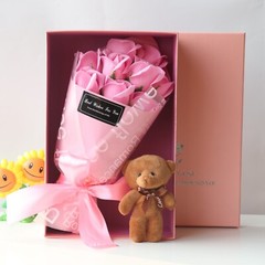 Valentine’s Day Women’s Soap Flower Gift Box And Bear Set