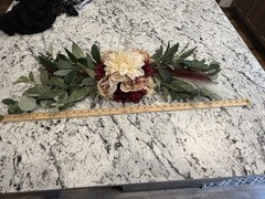 burgundy and cream mixed greenery florals Wedding swag pampas grass 35“ long