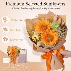 Forever Flowers for Delivery – Preserved Sunflowers Bouquet, Real Orange