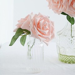 24 BLUSH 5″ FOAM ROSE Flowers Stems Party Wedding Events Decorations Supplies