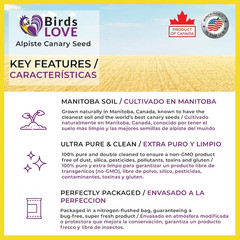 Alpiste Canary Seed – 100% Pure, Non-Gmo, Double Cleaned Food for Canaries, Finc
