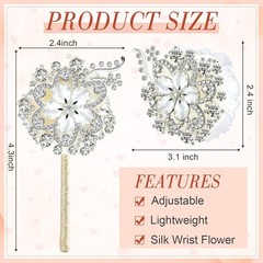 2 Pcs Rhinestone Wrist Corsage and Boutonniere Set – Artificial Flower Corsag…