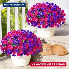 MARTINE MALL Artificial Flowers for Outdoors, 12 Bundles Realistic Fake Outdoor