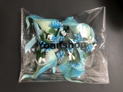 Yoanshop Calla Lily Blue Boutonniere Set of 4 Handmade Silk Flower with Ribbon