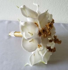 Ivory Gold Calla Lily Bridal Wedding Bouquet Accessories