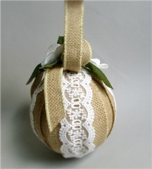 HANDMADE Burlap & White Lace Pomander WEDDING Kissing Ball Sphere