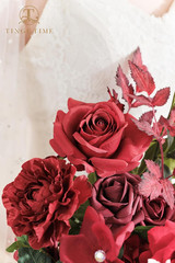 Burgundy Red 15″ Cascading Artificial Wedding Bouquet for Bride & Events