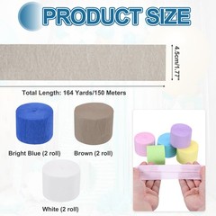Crepe Paper Streamers 6 Rolls 492ft (Brown/White/Bright Blue)