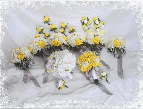 20 pcs COMPLETE SILK FLOWER WEDDING BRIDAL BOUQUET SET