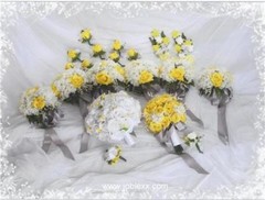 20 pcs COMPLETE SILK FLOWER WEDDING BRIDAL BOUQUET SET