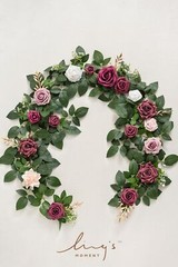 Ling’s Moment 5FT Burgundy Artificial Flower Garland Dusty Rose Leaves Floral…