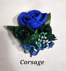 Royal Blue Hunter Green Rose Calla Lily Sola Bridal Wedding Bouquet Accessories