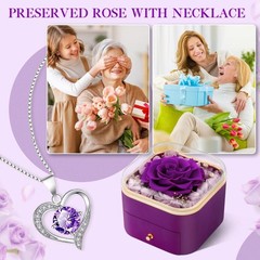 Beferr Birthday Gifts for Women Preserved Real Rose with 16 cm, A Purple