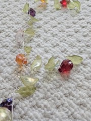 Beaded wire garland with Translucent leaves And Gems Jewels 66″ Long