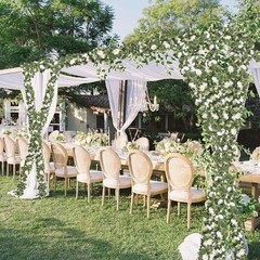 MAKHOT 2Pack White 6.6 Ft Eucalyptus Garland with Lovely Faux Rose Flowers, A…