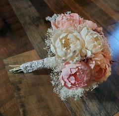 Light Pink White Bridal Bouquet Blush Peony Bridesmaid Sola Wood Wedding Flowers