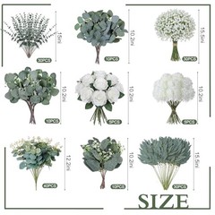 180 Pcs 10 Kinds Mixed Artificial Eucalyptus Stems Bulk Faux Greenery Dried