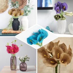 25 LARGE Burlap Calla Lilies Wedding Flowers DECORATIONS Bouquet WHOLESALE