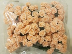 Lot of 144pcs Peach Satin Ribbon Roses Flowers 12mm 1/2″ 1/2 Inch on Wire Stem