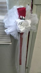 6 pc wedding pew bows Red & White with Bling Any Color Rush orders Available
