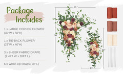 Deluxe Wedding Arch Flowers & Drapes Kit – 5 Pcs Sunset Terracotta & Burgundy