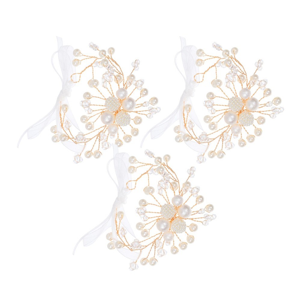 3 Pcs Wrist Corsage Bridal Flower Bride Hand Flowers Bracelet