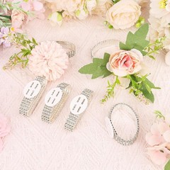 Elegant Rhinestone Wrist Corsage Set – 6 Pcs Adjustable Bands for Weddings