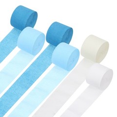 Crepe Paper Streamers 6 Rolls 492ft (Dark Blue/Light Blue/White/Beige)