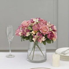 DUSTY ROSE 2 Bouquets 12″ SILK FLOWERS Assorted Artificial Floral Bushes Party