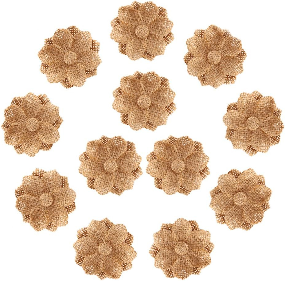 Natural Burlap Flowers Handmade Burlap Rose for Wedding Decoration and Floral Cr