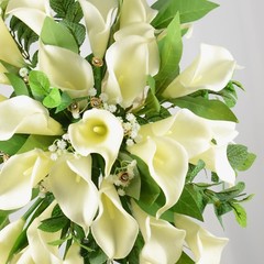 Artificial Wedding Flowers Silk Brides Shower Bouquet in Ivory Cream Calla Lily
