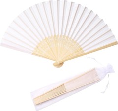 24pcs White Imitated Silk Hand Fan Set Bamboo Folded Fans for Weddings Parties