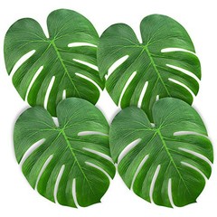 60 Pcs Large 13″ Tropical Leaves Artificial Green Monstera Leaves Palm Leaf