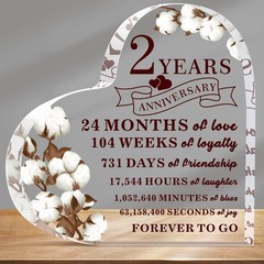 2 Years Anniversary Decor for Him Her Cotton 6 x 6 x 0.6 inches, 2 Year