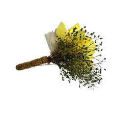 Sola Wood Flowers Boutonniere Yellow Cream Rose Dried Greenery Jute Wrapped Pin
