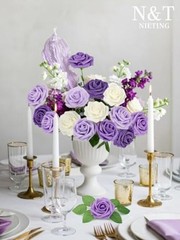 Artificial Flowers Fake Flowers Rose with Stems Perfect 25pcs Series Purple