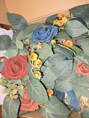 Ling’s Moment 2FT Teal & Terracotta Flowers Garland, 2PCS Sign Flowers
