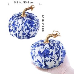 Winlyn 4 Pcs Faux Decorative Blue and White 5.3″ W x 5.1″ H,