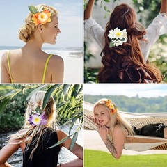 SN-A2-3 Hawaiian Hibiscus Luau Beach Party Tropical Flower Hair Clips 3PCS Set
